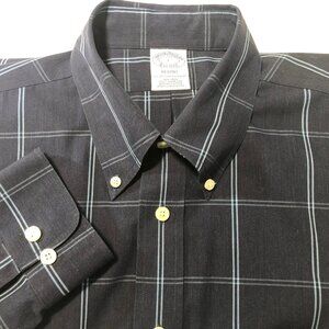Brooks Brothers 1818 orig polo Mens Size Large Navy Blue w Lite Blue Ck Pattern